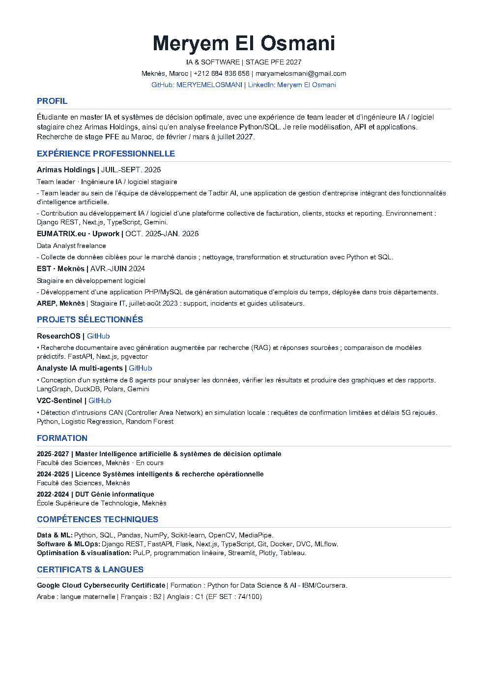 CV Meryem El Osmani (Français)